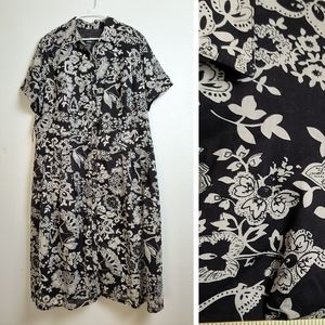 Positive Attitude Midi Dress Size 22 Black Floral Casual Vintage Y2K